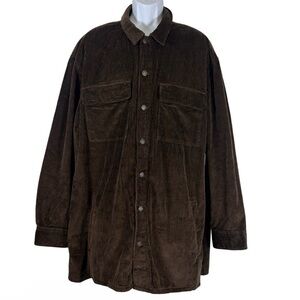 Arizona Jean Co Mountain Trail Brown Corduroy Button Front Shirt Jacket 2XLT NWT